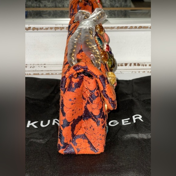 Kurt Geiger London Mini Kensington Orange Multicolor Brocade Crossbody Bag - Picture 5 of 11